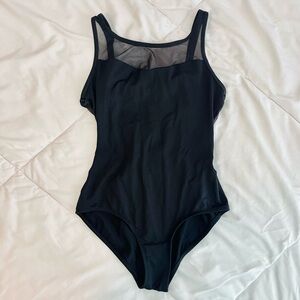 Black mesh ballet dance leotard